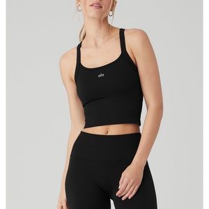 Alo seamless ribbed favorite bra tank in black- Medium